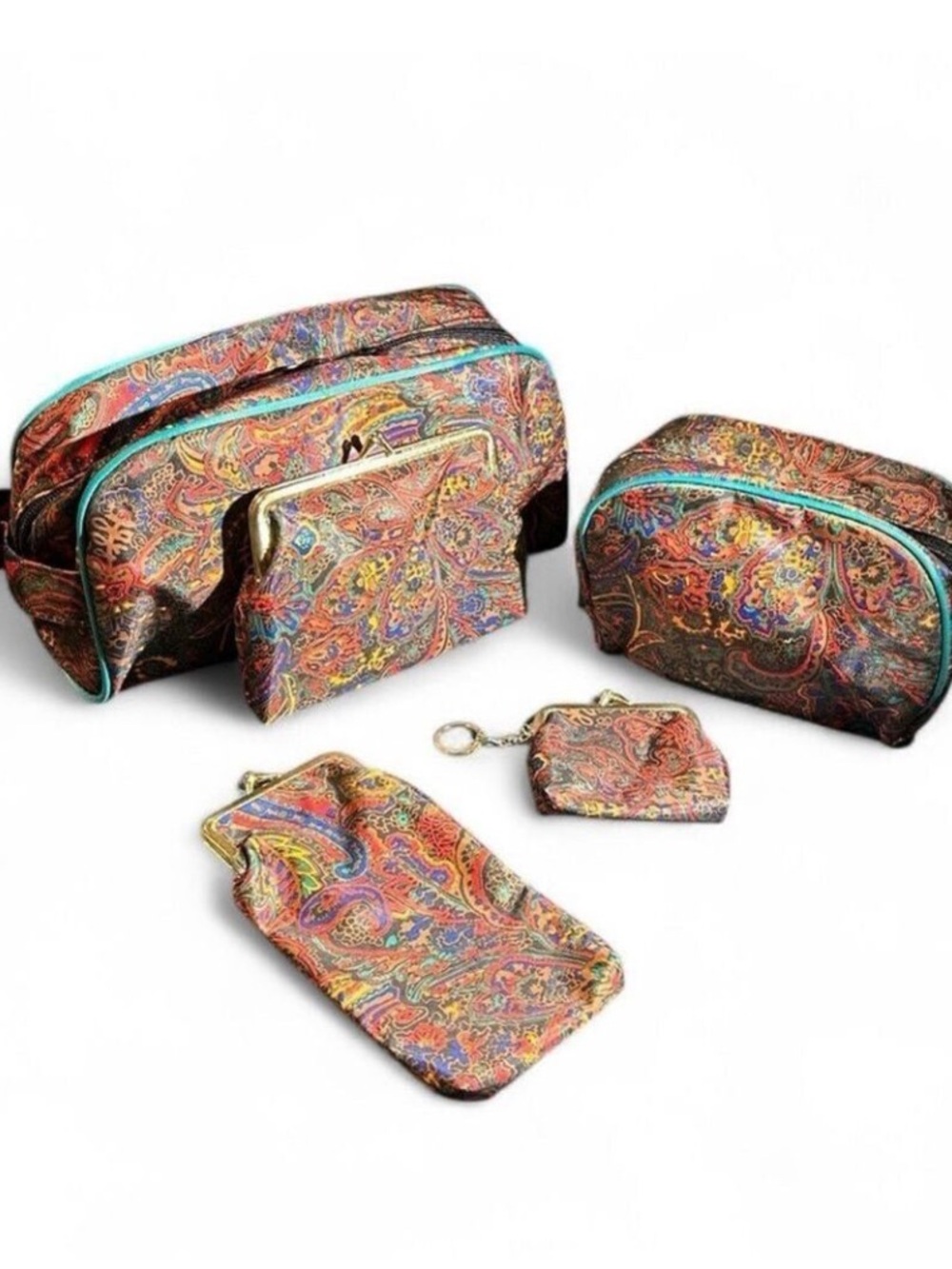 5 Piece Vibrant Paisley Multi Size Cosmetic Cases